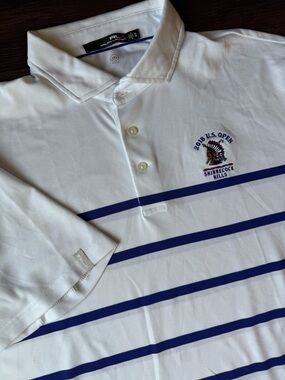 RLX Ralph Lauren Polo Shirt Mens XL Navy 2018 US Open Shinnecock Hills Golf